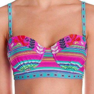 Nanette Lepore Flora Fiesta Long Line Bikini Top Small NWOT